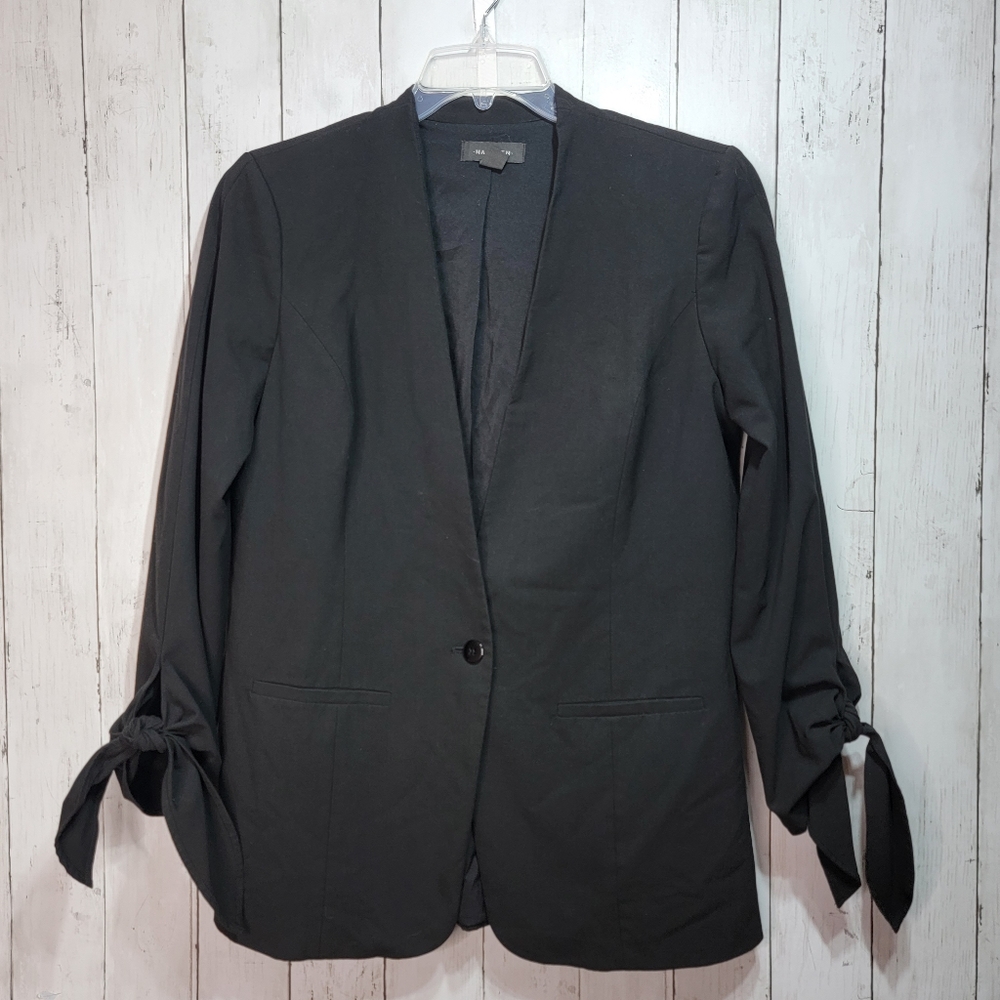 Halogen Women's Black Tie Sleeve Blazer Jacket Nordstrom Size Medium Retail $99.